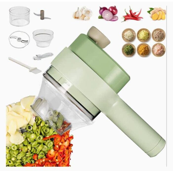 4-in-1 Electric Handheld Vegetable Cutter Set – Multifunction Food Chopper & Fruit Slicer
