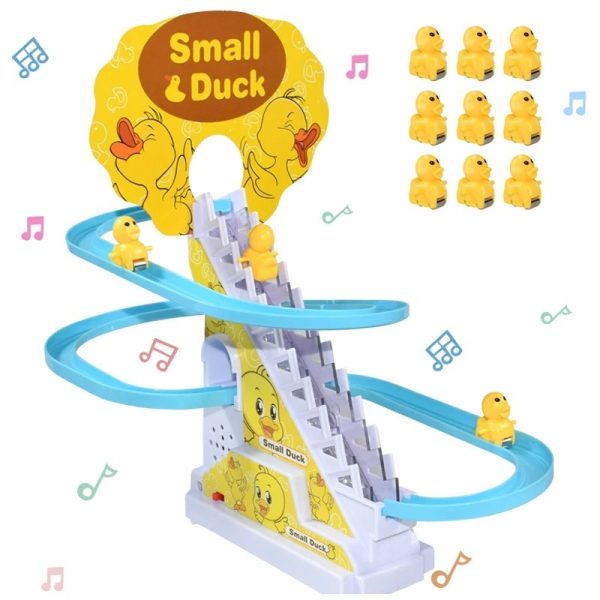Duck Slide Toy Set – Automatic Stair-Climbing Ducklings Race Track with Lights & Music, Fun Escalator Toy for Kids, 3 Sliding Ducks Included