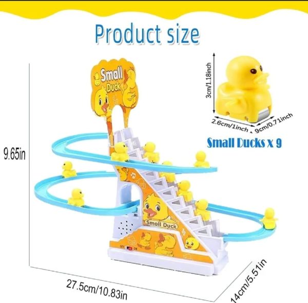 Duck Slide Toy Set – Automatic Stair-Climbing Ducklings Race Track with Lights & Music, Fun Escalator Toy for Kids, 3 Sliding Ducks Included