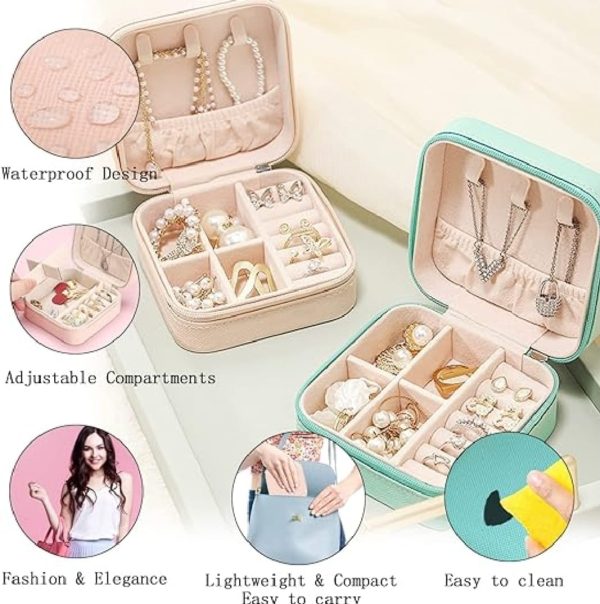 Jewelry Organizer Box , Mini Jewelry Box Travel Pu Leather, Small Jewelry Box Portable Travel Jewelry Box For Rings Earrings Necklace Bracelets Watch Gift For Women Girls