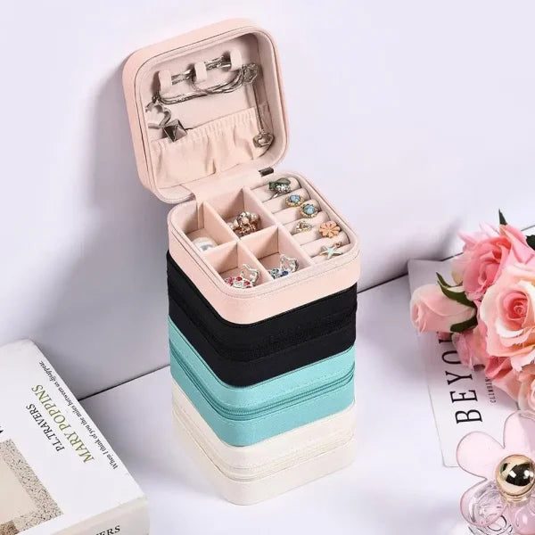 Jewelry Organizer Box , Mini Jewelry Box Travel Pu Leather, Small Jewelry Box Portable Travel Jewelry Box For Rings Earrings Necklace Bracelets Watch Gift For Women Girls