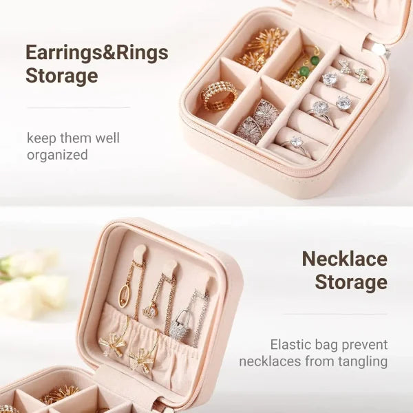 Jewelry Organizer Box , Mini Jewelry Box Travel Pu Leather, Small Jewelry Box Portable Travel Jewelry Box For Rings Earrings Necklace Bracelets Watch Gift For Women Girls