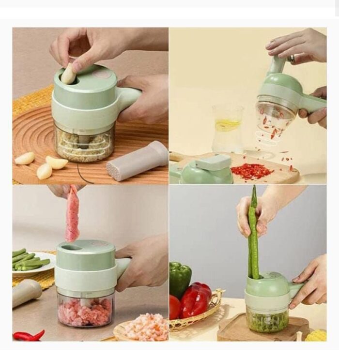 4-in-1 Electric Handheld Vegetable Cutter Set – Multifunction Food Chopper & Fruit Slicer