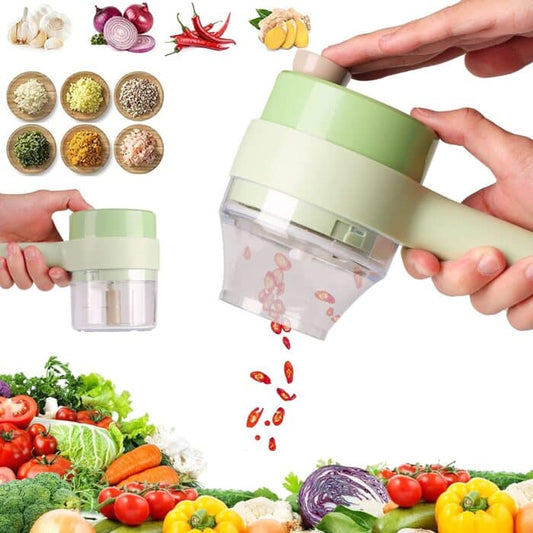 4-in-1 Electric Handheld Vegetable Cutter Set – Multifunction Food Chopper & Fruit Slicer