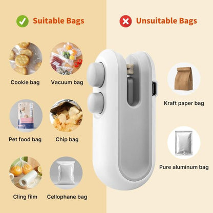 2-in-1 Mini Heat Sealing Machine – USB Rechargeable Food Bag Sealer & Cutter