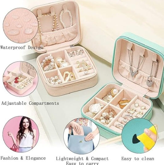 Jewelry Organizer Box , Mini Jewelry Box Travel Pu Leather, Small Jewelry Box Portable Travel Jewelry Box For Rings Earrings Necklace Bracelets Watch Gift For Women Girls